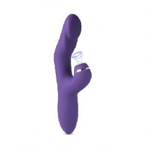 G-Spot Vibrator with Clitoral Massager, 10 Vibrating & 5 Suction Functions, Heating, Rechargeable, Silicone, PURPLE